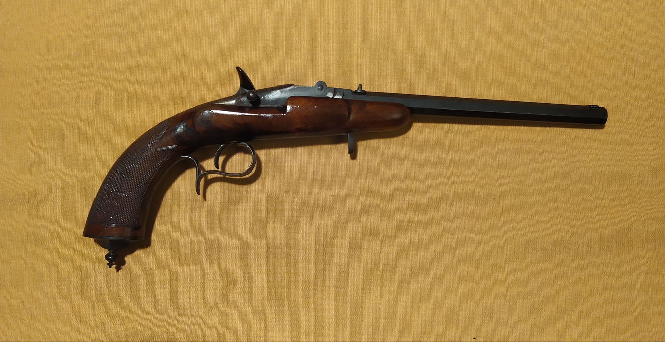 dlouhá terčová pistole Flobert 9mm s drážkovanou hlavní