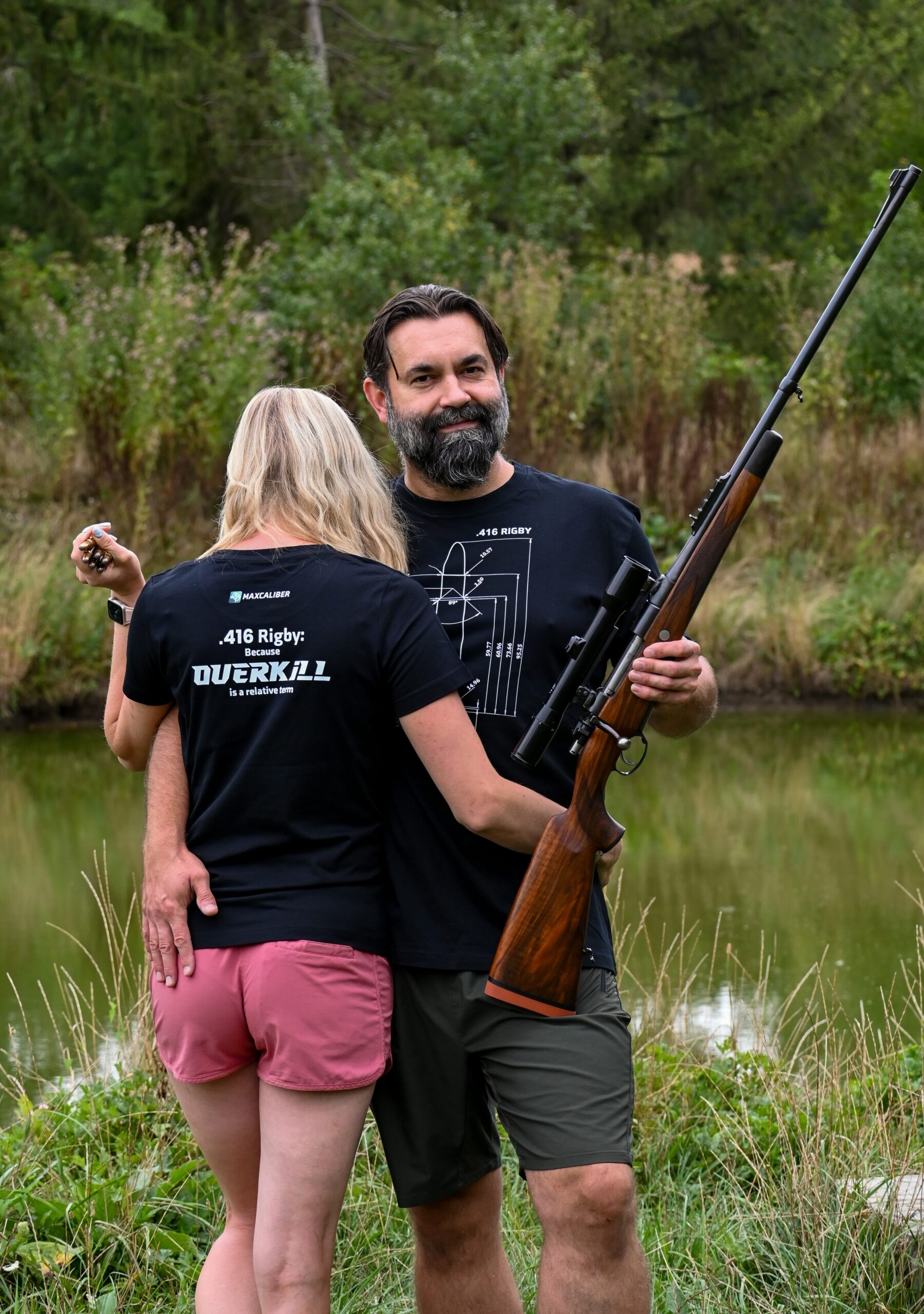 Černé triko .416 Rigby „Because overkill is relative“